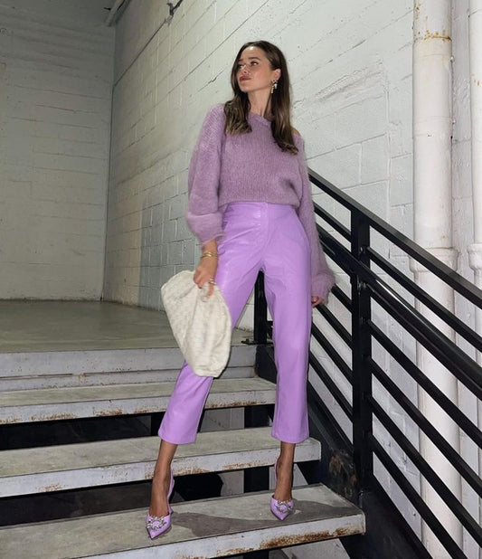 Lilac Leather Pants